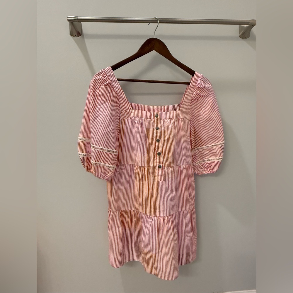 Anthropologie Maeve Pink and White Striped Blouse